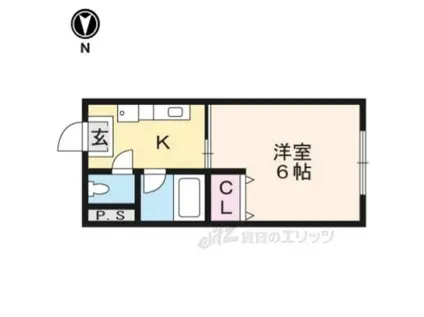 北栄マンション八瀬(1K/1階)の間取り写真