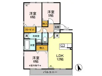 ハイツボナール VI202(3LDK/2階)の間取り写真