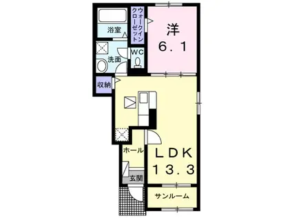 サンリット レジデンスI(1LDK/1階)の間取り写真