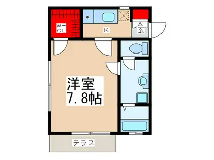 BELLESALLE国立(1K/1階)の間取り写真