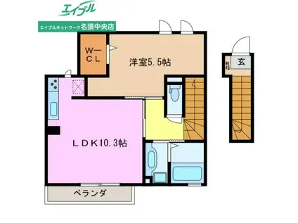 RESIDENCE蔵持(1LDK/2階)の間取り写真