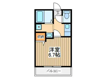 ウッドベルⅤ(1K/1階)の間取り写真