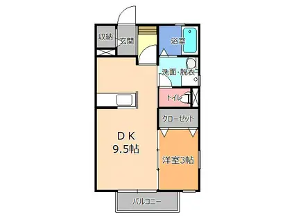 ADESSO A棟(1DK/1階)の間取り写真