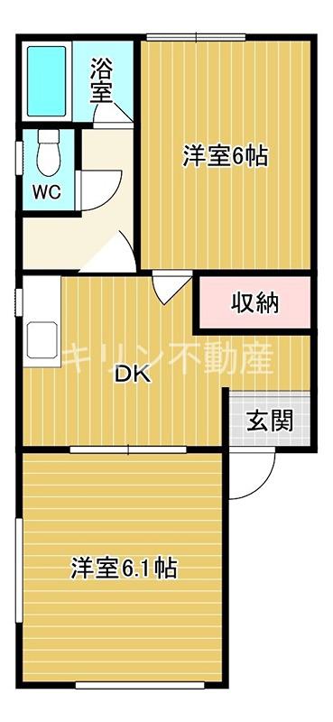カーサ・児玉(2DK/1階)の間取り写真