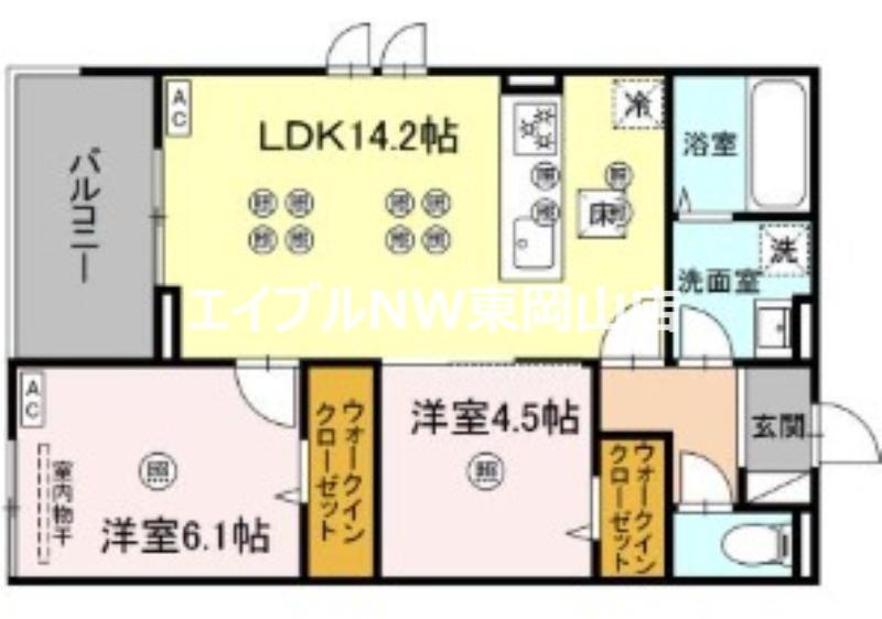 フェリックス(2LDK/1階)の間取り写真