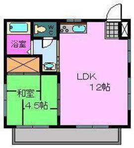 かどなハイツ(1LDK/2階)の間取り写真