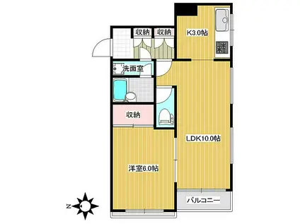 ルーナクレシェンテ雪が谷大塚(1LDK/3階)の間取り写真