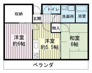 ファランドールエバラ(2SDK/2階)の間取り写真