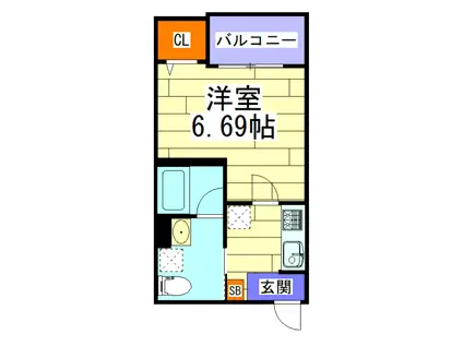 GREEN LIFE(1K/3階)の間取り写真