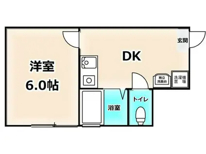 虹信ビル(1DK/3階)の間取り写真