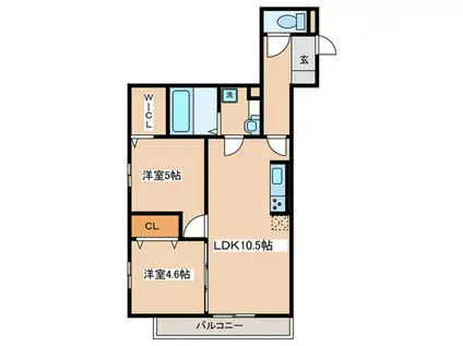 オーヴェスト深大寺(2LDK/3階)の間取り写真