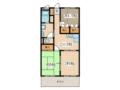 グリーンカーサIII(3DK/1階)の間取り写真