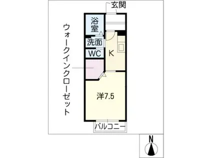 ソレイユA(1K/2階)の間取り写真