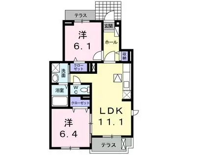 ユーミードリーム(2LDK/1階)の間取り写真