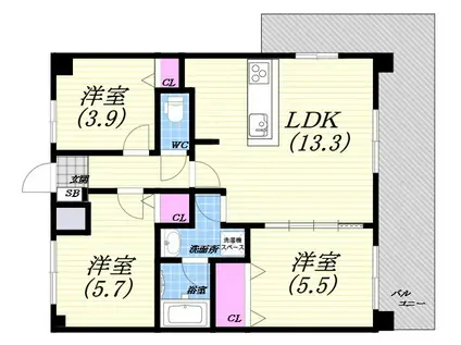 リーガル豊崎(3LDK/5階)の間取り写真