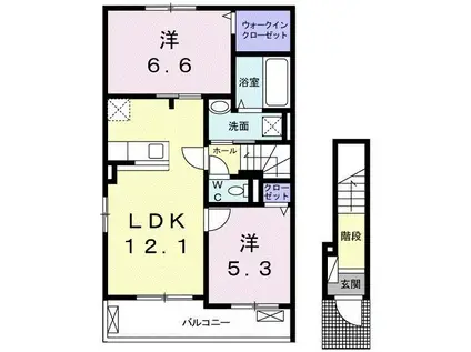 プリムローズ柳井 B(2LDK/2階)の間取り写真