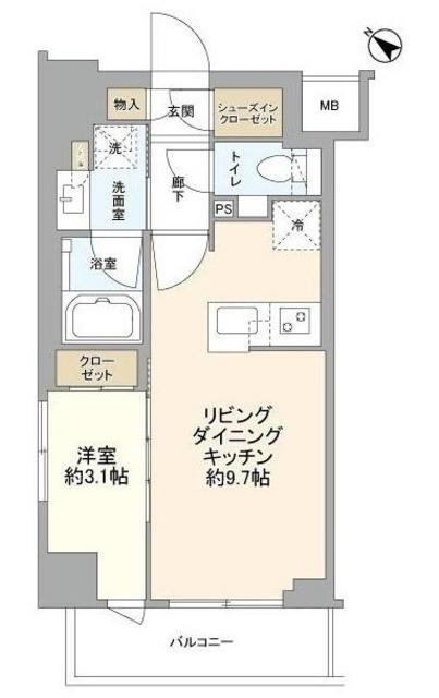 ウエリス南行徳駅前(1LDK/4階)の間取り写真