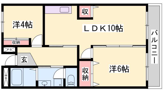 ドミール101(2LDK/1階)の間取り写真