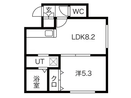 ING発寒南(1LDK/1階)の間取り写真