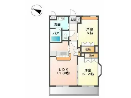 グリーンヴィレッジSII(2LDK/2階)の間取り写真