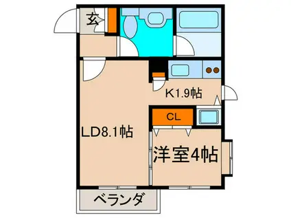 パレルモコート(1LDK/2階)の間取り写真