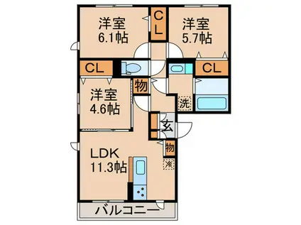 KLAUSE N(3LDK/3階)の間取り写真