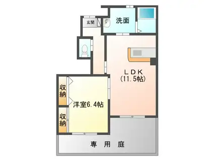 クレストールMI(1LDK/1階)の間取り写真