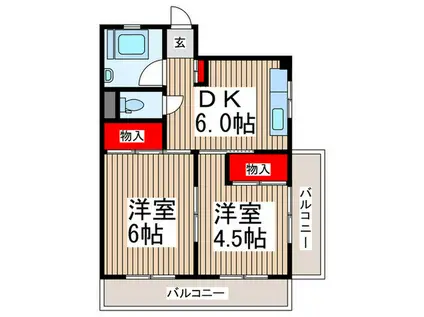 南浦和コーポ(2DK/3階)の間取り写真