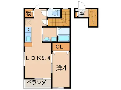 エリーゼ笹谷駅前(1LDK/2階)の間取り写真