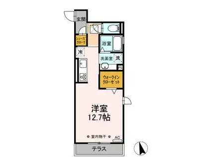 プラセル寺島(ワンルーム/1階)の間取り写真