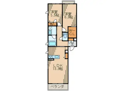 SHAMAISON AMORA(2LDK/3階)の間取り写真