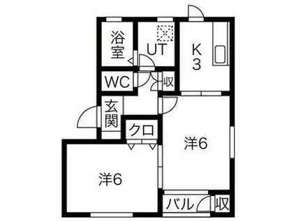 ふなばパレス(2K/2階)の間取り写真