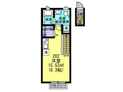 クオーレ八軒小路 ウエスト(ワンルーム/2階)の間取り写真