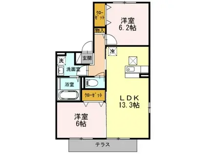 アクシス南林間壱番館(2LDK/1階)の間取り写真