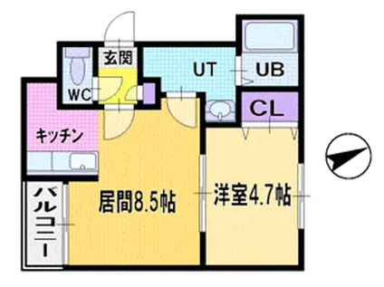 DE-N(1LDK/4階)の間取り写真