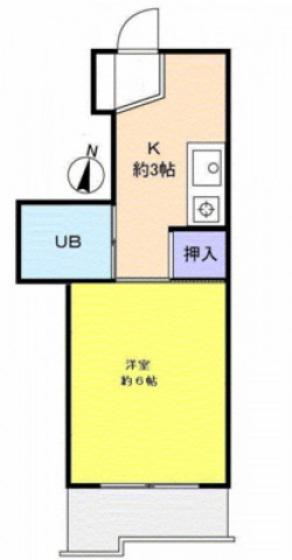 北岡ビル(ワンルーム/2階)の間取り写真
