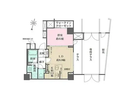 ザ・パークハウス広尾(1LDK/1階)の間取り写真