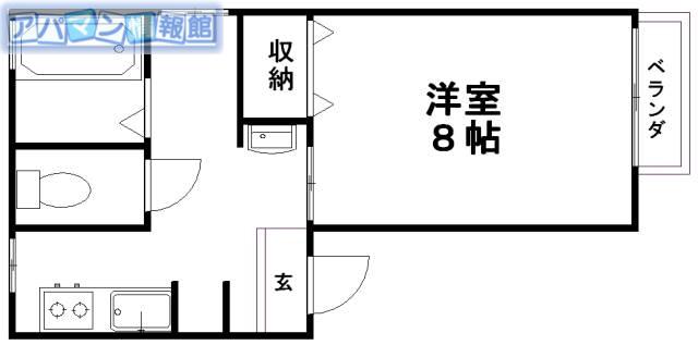 ヴィラサンタモニカB(1K/2階)の間取り写真
