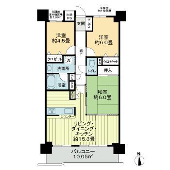 ライオンズシティ豊田(3LDK/2階)の間取り写真