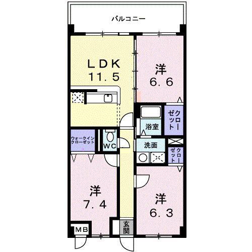 オーブ木太(3LDK/3階)の間取り写真