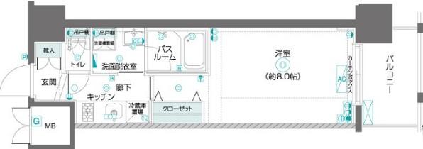 ZOOM東陽町(1K/8階)の間取り写真