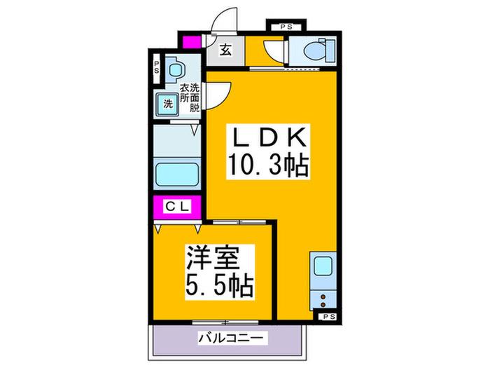 ラモーナ西堤(1LDK/2階)の間取り写真