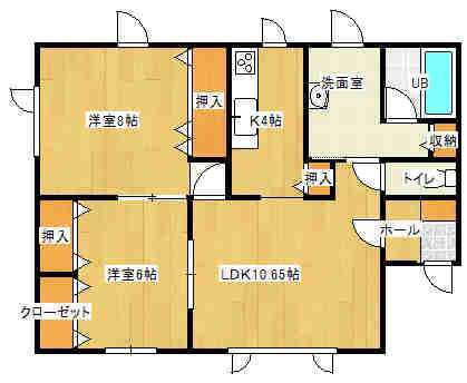 ひまわりハイツ7(2LDK/2階)の間取り写真