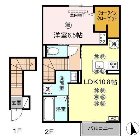 アルカンシェル(1LDK/2階)の間取り写真