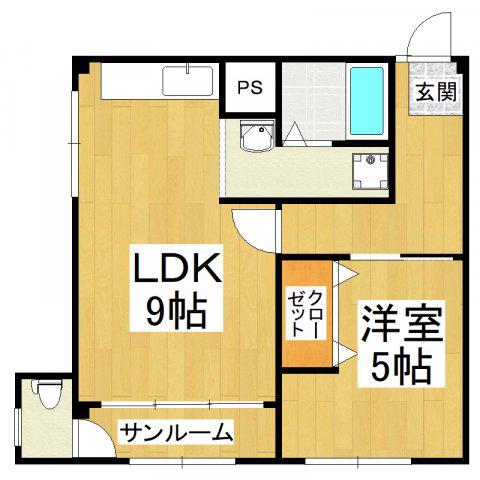 グレイスマンション(1LDK/1階)の間取り写真