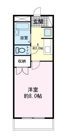 カーサU(1K/1階)の間取り写真