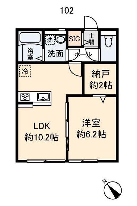 ウィスティリア湘南(1LDK/1階)の間取り写真