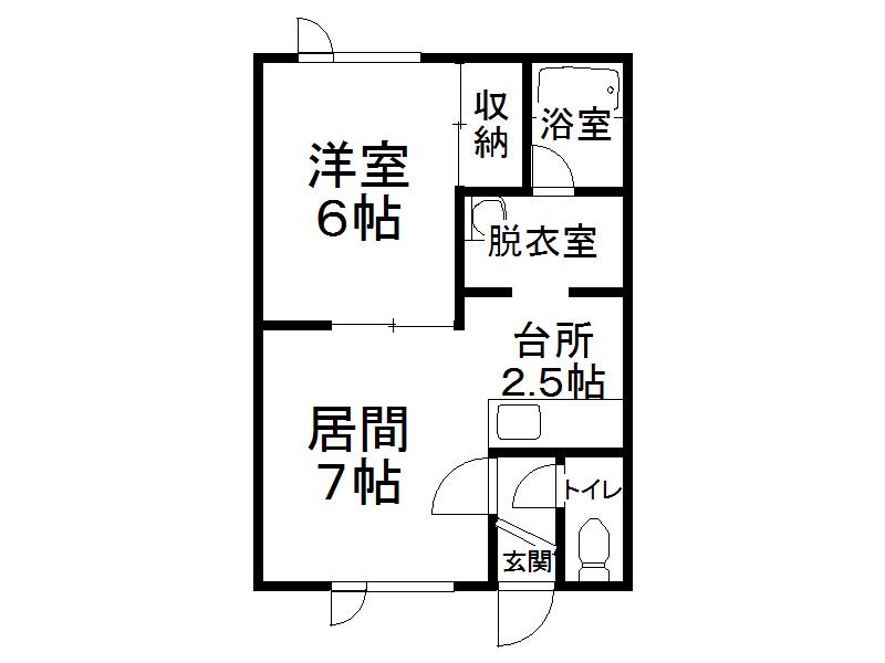 ウエストコート(1DK/1階)の間取り写真