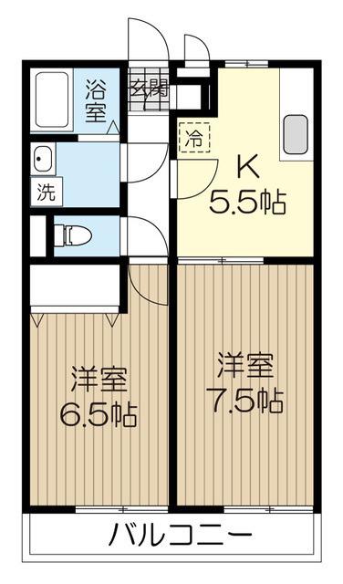 アムールしらぎく(2K/2階)の間取り写真