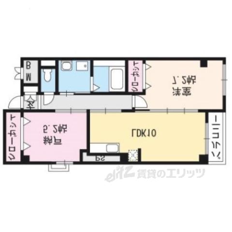 キャトル荒神(2LDK/3階)の間取り写真
